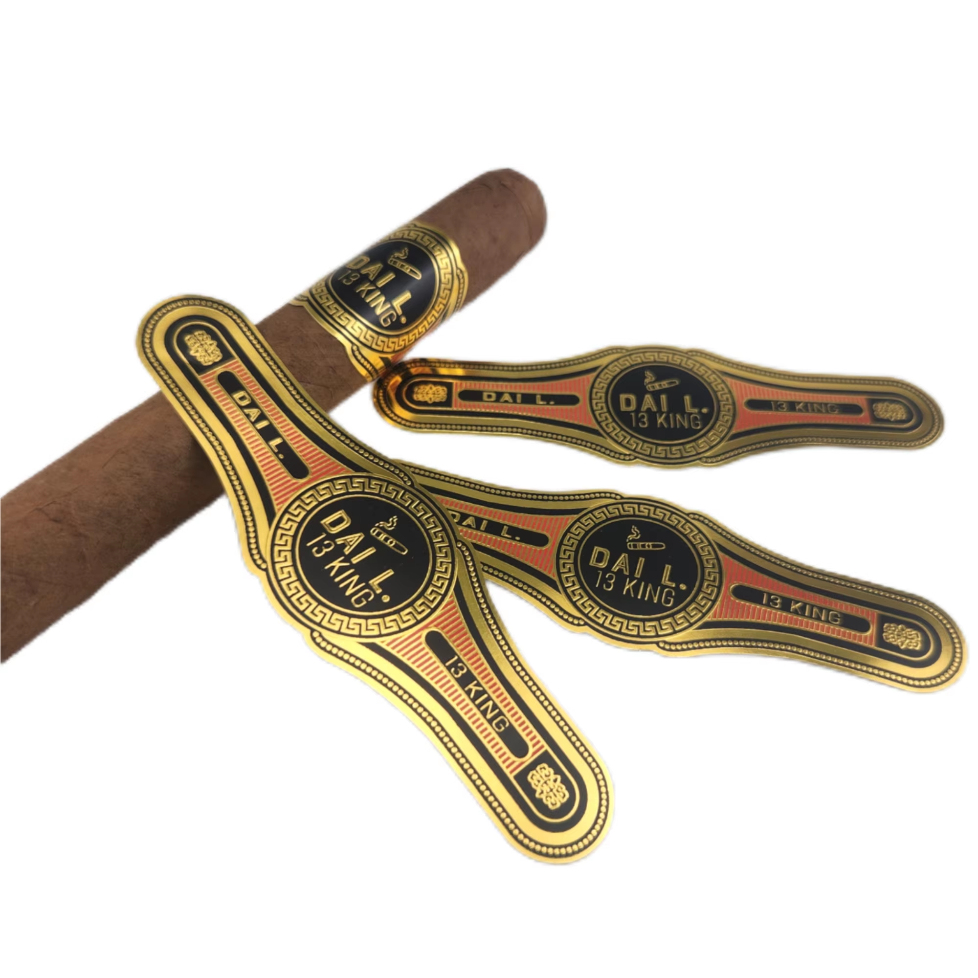 Custom 3 Cigar Bands and Labels | Gold Foil Embossed Cigar Rings