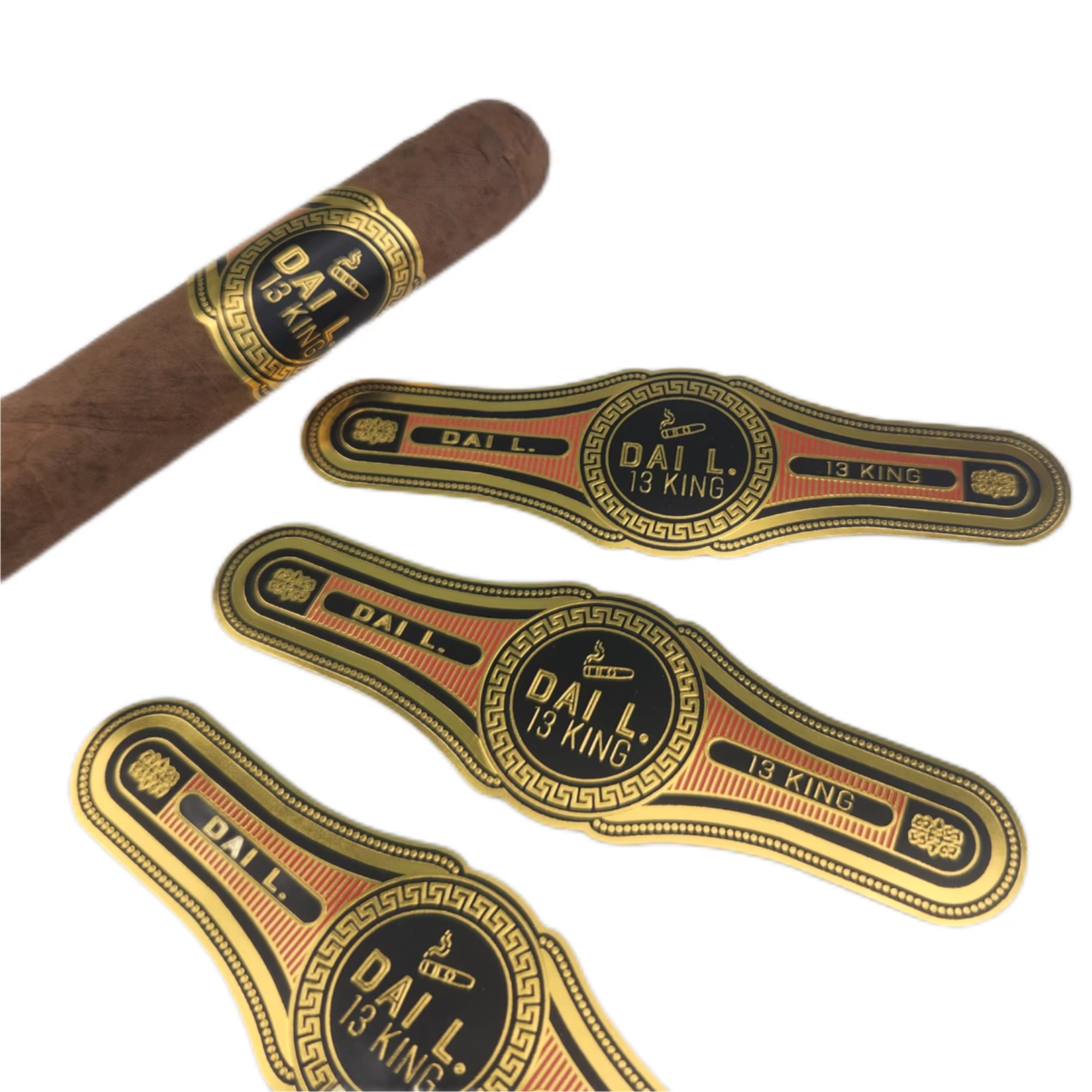 Custom 3 Cigar Bands and Labels | Gold Foil Embossed Cigar Rings