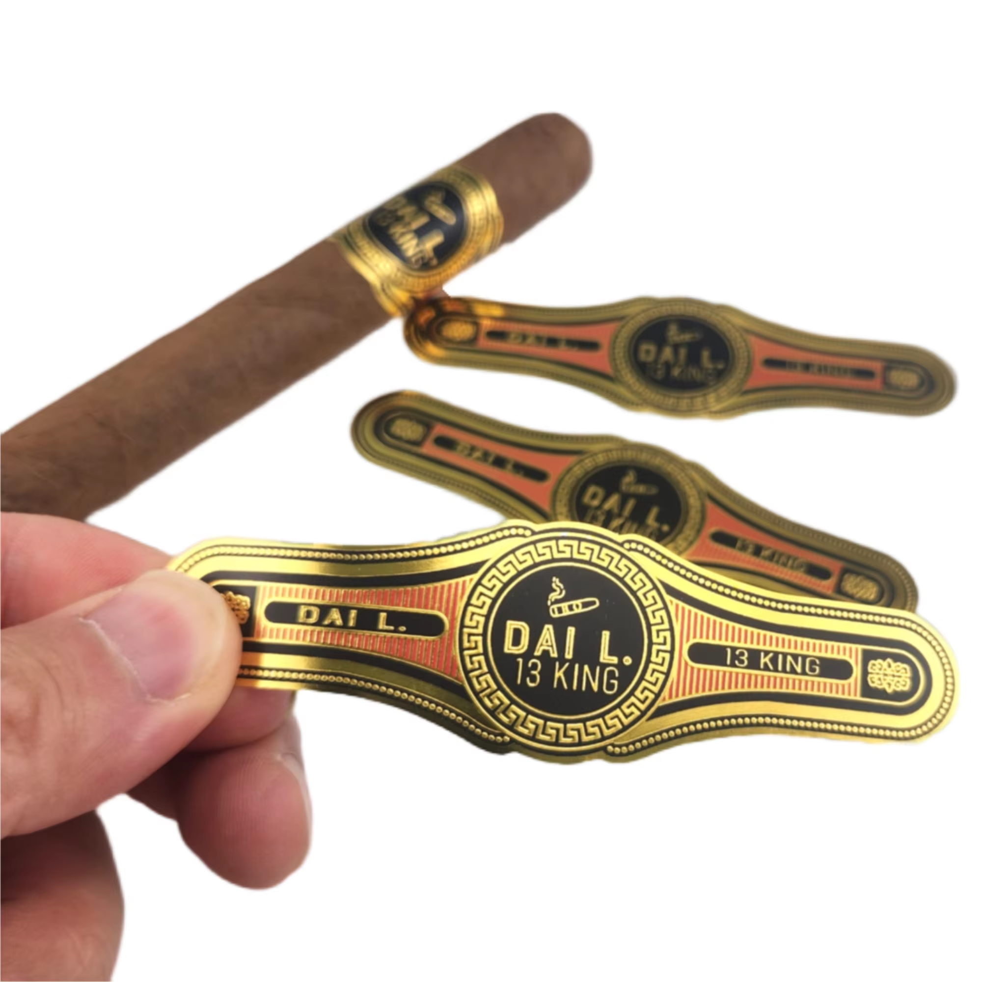Custom 3 Cigar Bands and Labels | Gold Foil Embossed Cigar Rings