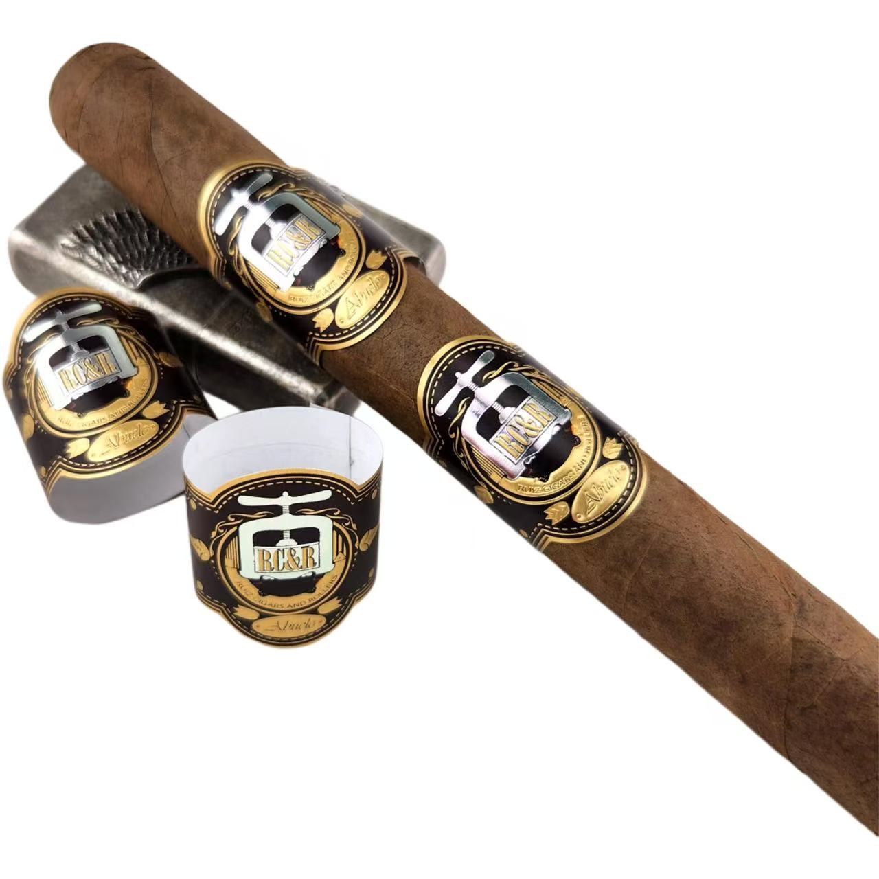 Custom 8 Cigar Bands and Labels | Gold Foil Embossed Cigar Rings