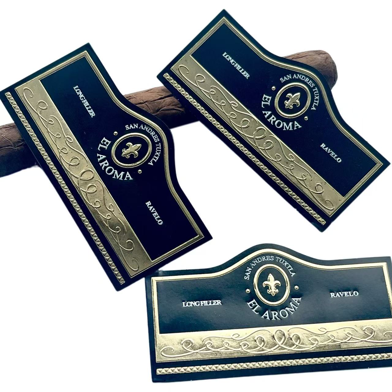 Custom 12 Cigar Bands and Labels | Gold Foil Embossed Cigar Rings